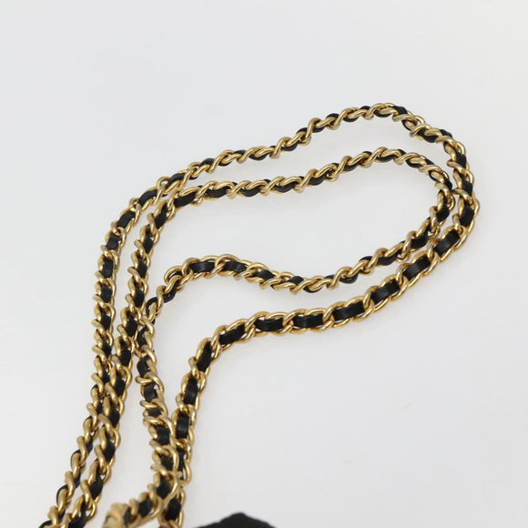 PRADA Chain Shoulder Bag Nylon Black Gold Auth 142072