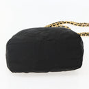 PRADA Chain Shoulder Bag Nylon Black Gold Auth 142072-5