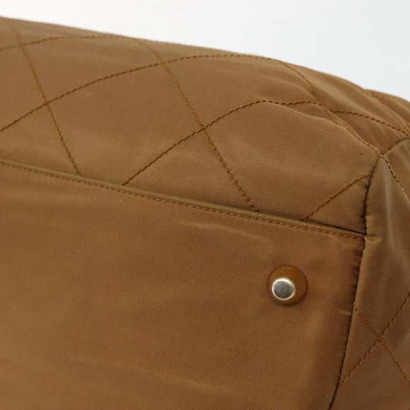 PRADA Chain Hand Bag Nylon Brown Gold Auth 142074