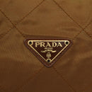 PRADA Chain Hand Bag Nylon Brown Gold Auth 142074-17