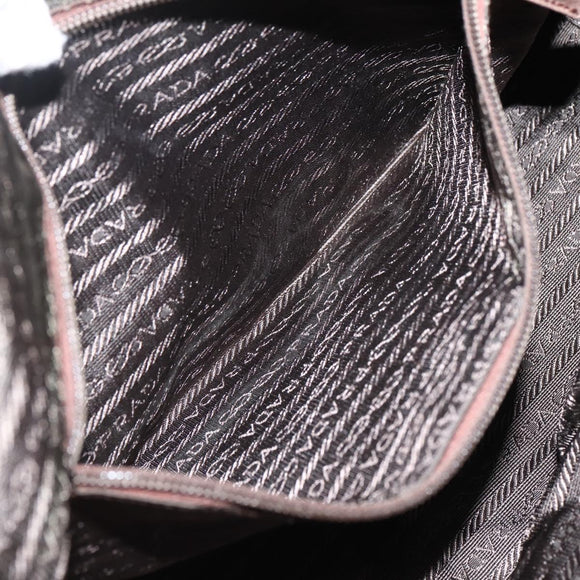 PRADA Chain Hand Bag Nylon Brown Gold Auth 142074