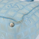CHANEL New Travel Line Tote Bag Nylon Light Blue Silver CC Auth 142077-8