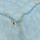 CHANEL New Travel Line Tote Bag Nylon Light Blue Silver CC Auth 142077-16