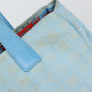 CHANEL New Travel Line Tote Bag Nylon Light Blue Silver CC Auth 142077-10