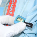 CHANEL New Travel Line Tote Bag Nylon Light Blue Silver CC Auth 142077-12