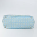 CHANEL New Travel Line Tote Bag Nylon Light Blue Silver CC Auth 142077-5