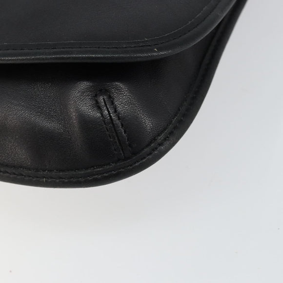Coach Shoulder Bag Leather Black Gold Auth 142078