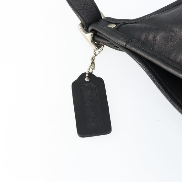 Coach Shoulder Bag Leather Black Gold Auth 142078