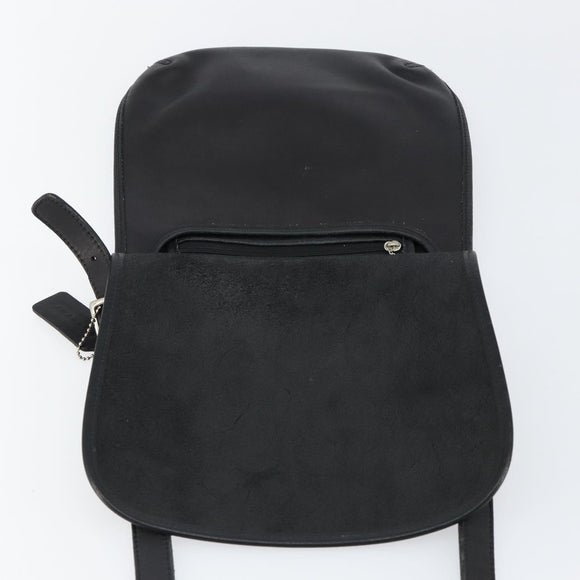 Coach Shoulder Bag Leather Black Gold Auth 142078