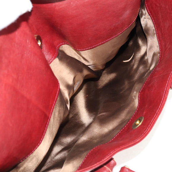 Chloe Paddington Boston Bag Leather 2way Red Gold Auth 142081