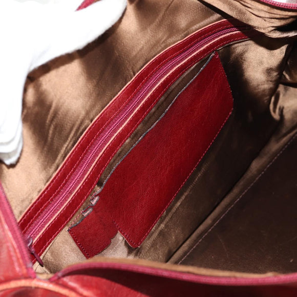 Chloe Paddington Boston Bag Leather 2way Red Gold Auth 142081