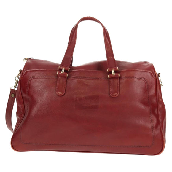 Chloe Paddington Boston Bag Leather 2way Red Gold Auth 142081