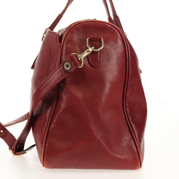 Chloe Paddington Boston Bag Leather 2way Red Gold Auth 142081