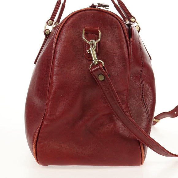 Chloe Paddington Boston Bag Leather 2way Red Gold Auth 142081
