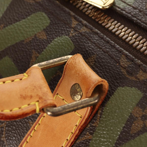 LOUIS VUITTON Monogram Graffiti Keepall 50 Boston Bag Khaki M92196 Auth 142094V