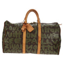 LOUIS VUITTON Monogram Graffiti Keepall 50 Boston Bag Khaki M92196 Auth 142094V-13