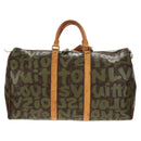 LOUIS VUITTON Monogram Graffiti Keepall 50 Boston Bag Khaki M92196 Auth 142094V-2