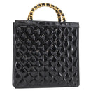CHANEL Matelasse Chain Hand Bag Patent leather Black Gold CC Auth 142095-1