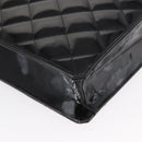 CHANEL Matelasse Chain Hand Bag Patent leather Black Gold CC Auth 142095-15