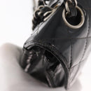 CHANEL Chain Double Flap Matelasse 23 Bag Patent Black Silver CC Auth 142096-9