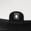 CHANEL Chain Double Flap Matelasse 23 Bag Patent Black Silver CC Auth 142096-22