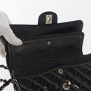 CHANEL Chain Double Flap Matelasse 23 Bag Patent Black Silver CC Auth 142096-23