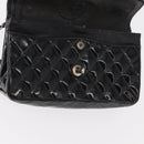 CHANEL Chain Double Flap Matelasse 23 Bag Patent Black Silver CC Auth 142096-24