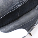 CHANEL Chain Double Flap Matelasse 23 Bag Patent Black Silver CC Auth 142096-11