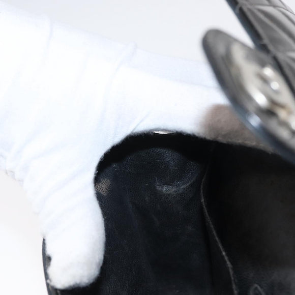 CHANEL Chain Double Flap Matelasse 23 Bag Patent Black Silver CC Auth 142096