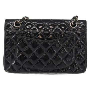 CHANEL Chain Double Flap Matelasse 23 Bag Patent Black Silver CC Auth 142096 - 0