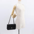 CHANEL Chain Double Flap Matelasse 23 Bag Patent Black Silver CC Auth 142096-30
