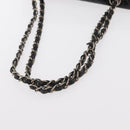CHANEL Chain Double Flap Matelasse 23 Bag Patent Black Silver CC Auth 142096-7