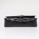 CHANEL Chain Double Flap Matelasse 23 Bag Patent Black Silver CC Auth 142096-5