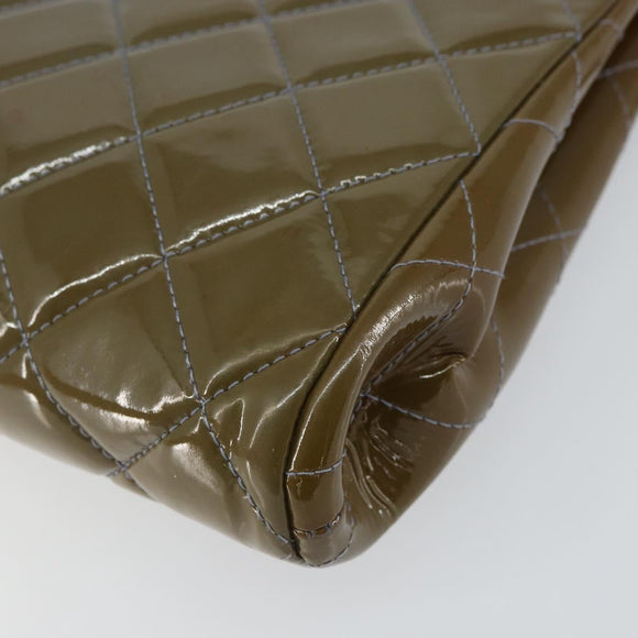 CHANEL Matelasse Chain Shoulder Bag Patent leather Purple Silver CC Auth 142098