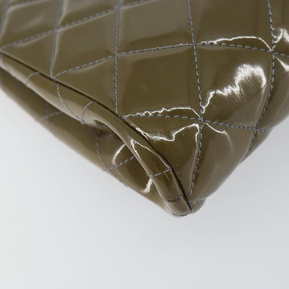 CHANEL Matelasse Chain Shoulder Bag Patent leather Purple Silver CC Auth 142098