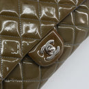 CHANEL Matelasse Chain Shoulder Bag Patent leather Purple Silver CC Auth 142098-18