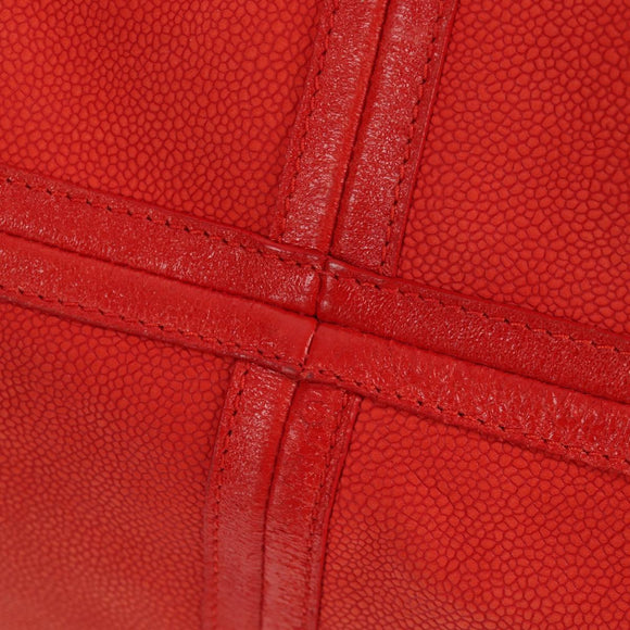 CHANEL Chain Camelia Tote Bag Caviar Skin Red Silver CC Auth 142099V