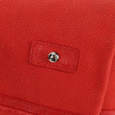 CHANEL Chain Camelia Tote Bag Caviar Skin Red Silver CC Auth 142099V-15