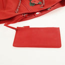 CHANEL Chain Camelia Tote Bag Caviar Skin Red Silver CC Auth 142099V-17