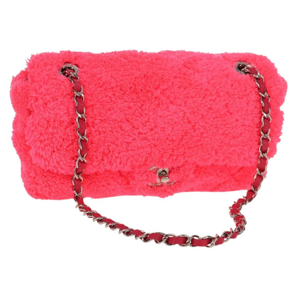 CHANEL Matelasse 25 Chain Shoulder Bag Pile Pink Silver CC Auth 142100SM