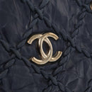 CHANEL Ultra Stitch Chain Tote Bag Kalfsleer Marine Zilver CC Auth 142101-18