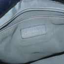 CHANEL Ultra Stitch Chain Tote Bag Calf Skin Navy Silver CC Auth 142101-16