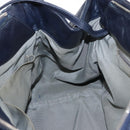 CHANEL Ultra Stitch Chain Tote Bag Calf Skin Navy Silver CC Auth 142101-19