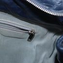 CHANEL Ultra Stitch Chain Tote Bag Calf Skin Navy Silver CC Auth 142101-20