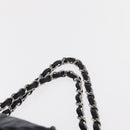 CHANEL Ultra Stitch Chain Tote Bag Calf Skin Navy Silver CC Auth 142101-14