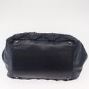 CHANEL Ultra Stitch Chain Tote Bag Calf Skin Navy Silver CC Auth 142101-9