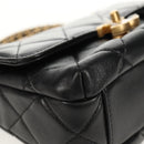 CHANEL Mini Matelasse Chain Shoulder Bag Lamb Skin Black Gold CC Auth 142102SM-12