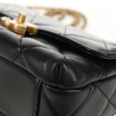 CHANEL Mini Matelasse Chain Shoulder Bag Lamb Skin Black Gold CC Auth 142102SM-13