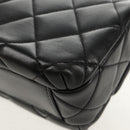 CHANEL Mini Matelasse Chain Shoulder Bag Lamb Skin Black Gold CC Auth 142102SM-15