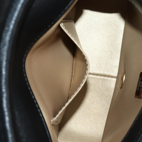 CHANEL Mini Matelasse Chain Shoulder Bag Lamb Skin Black Gold CC Auth 142102SM